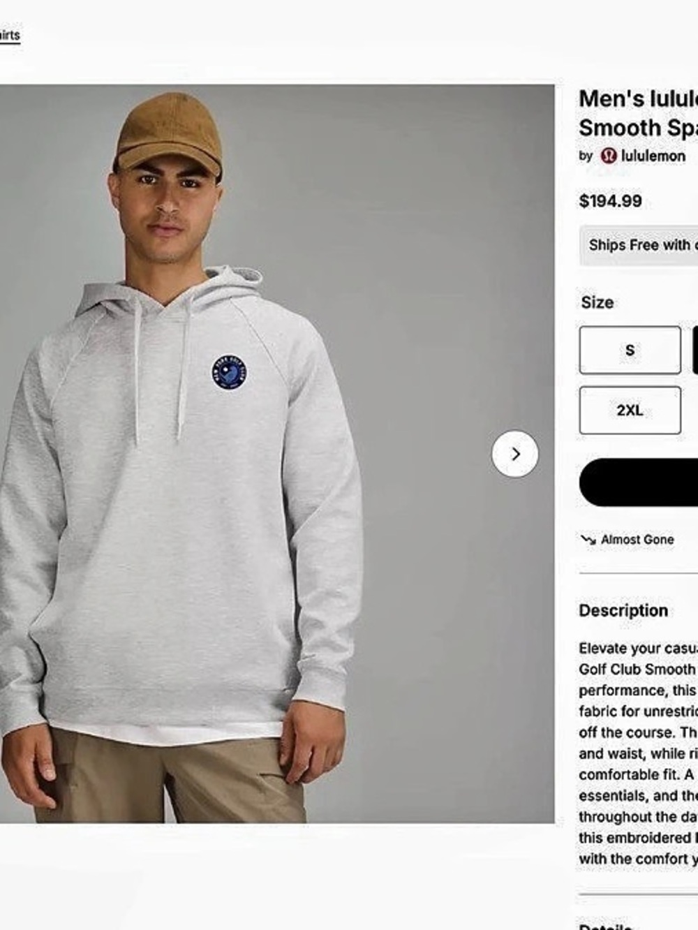 New York Golf Club Lululemon Spacer Hoodie Men's Gray Hoodie Size Medium